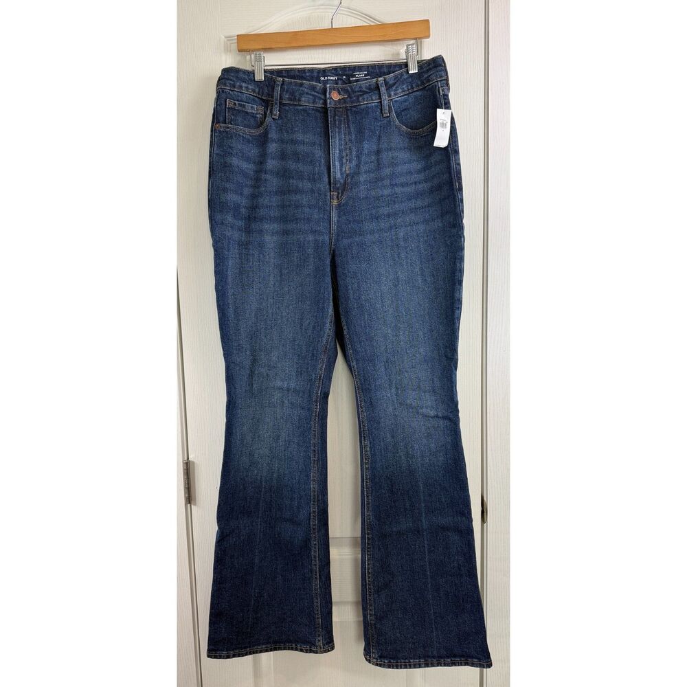 Old Navy Women's Higher High-Rise Flare Jeans Dark Wash Size 14 - New With Tags